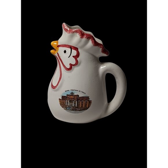 Souvenir Chicken Creamer with Image of Fontana Di Trevi Rome Italy Handmade - Picture 4 of 7